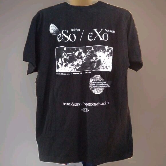 Dravus Men's Large Black Short Sleeve ESO EXO California Double Sided Tee Note - Picture 2 of 5